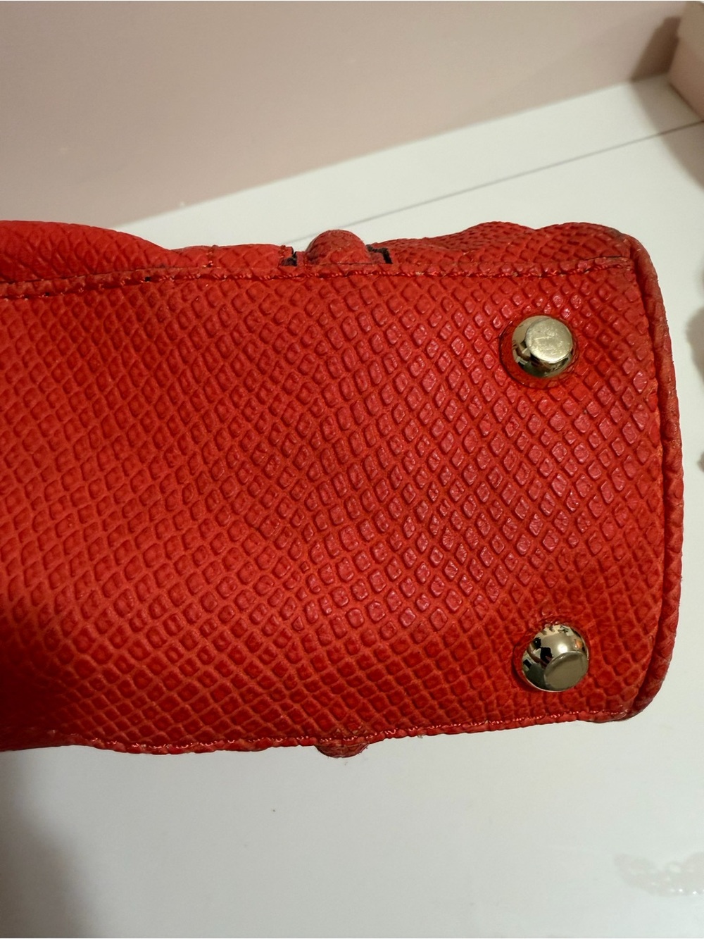Milly Red Textured Satchel with Top Handles - Picture 5 of 5
